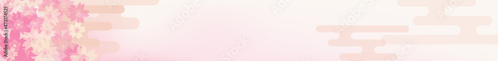 春の大売り出しバナーセット、桜とエ霞の和風イメージ、728x90
