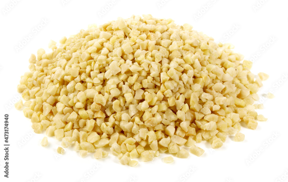 Chopped Almonds on white Background Isolated Chopped Almonds on white Background Isolated