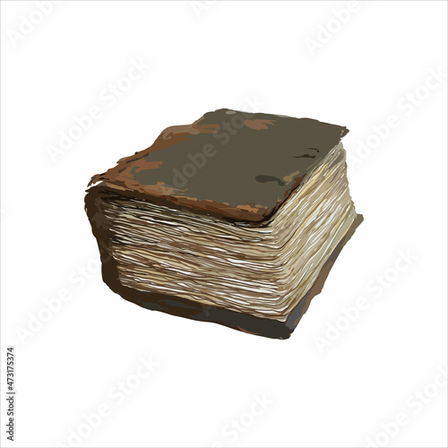 Illustration of an old book on a white background