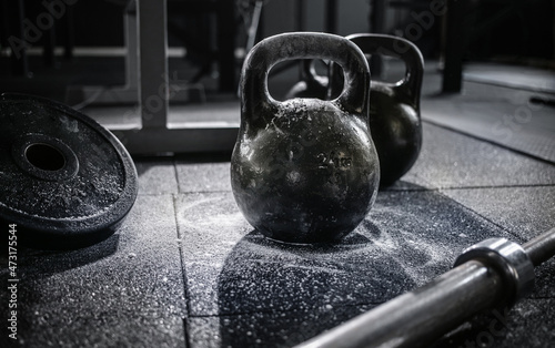 Sports background. Weight lifting training.	