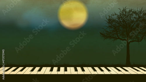 piano vintage night under the moonlight