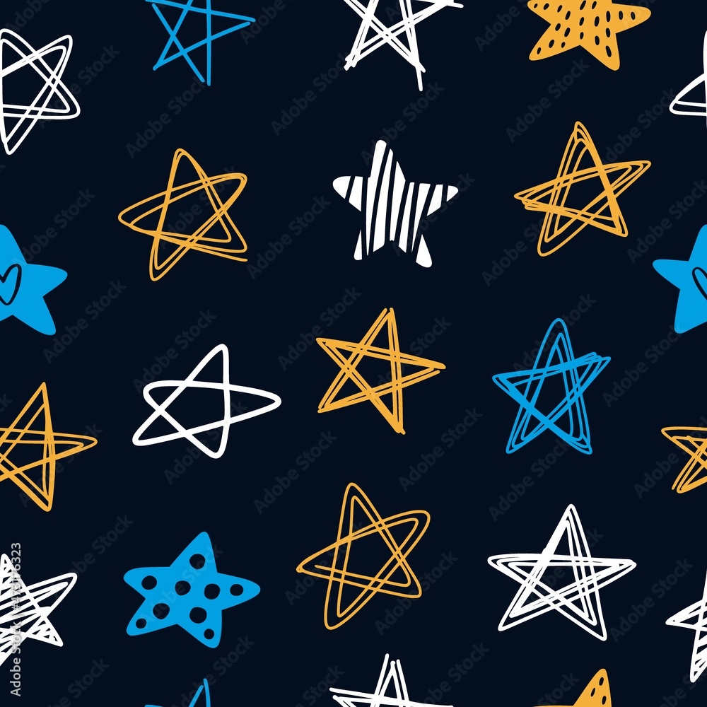 Vector pattern with stars drawn by hand Vector pattern with stars drawn by hand