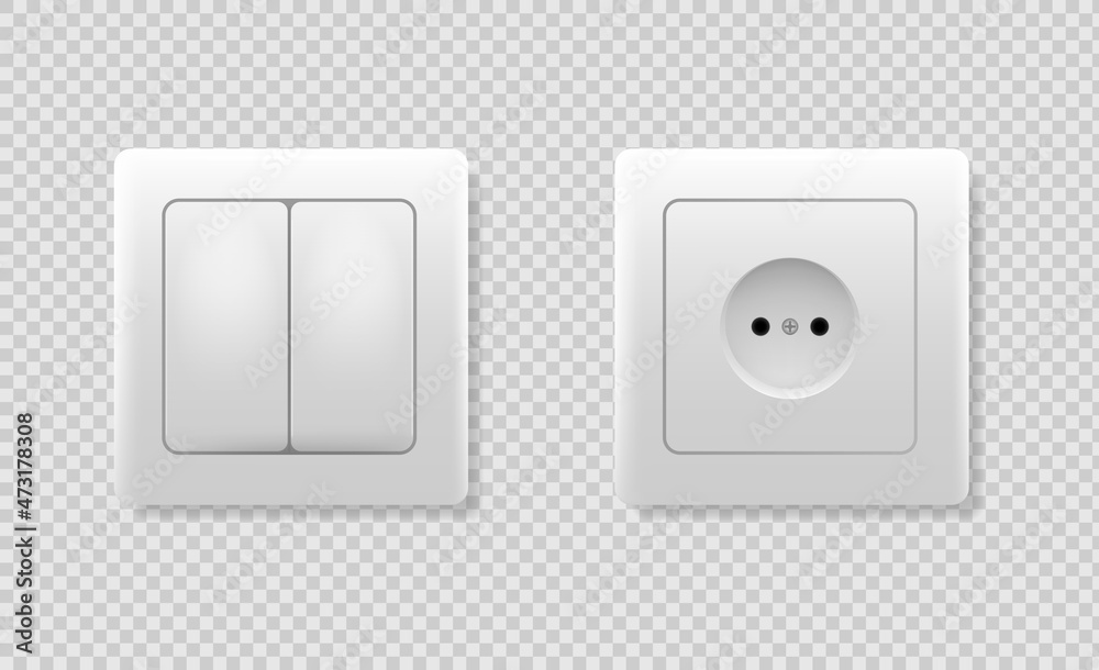 Switches and sockets set.Vector illustration isolated on white background. Switches and sockets set.Vector illustration isolated on white background.