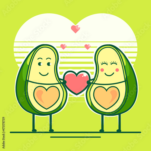cute avocado in love cartoon