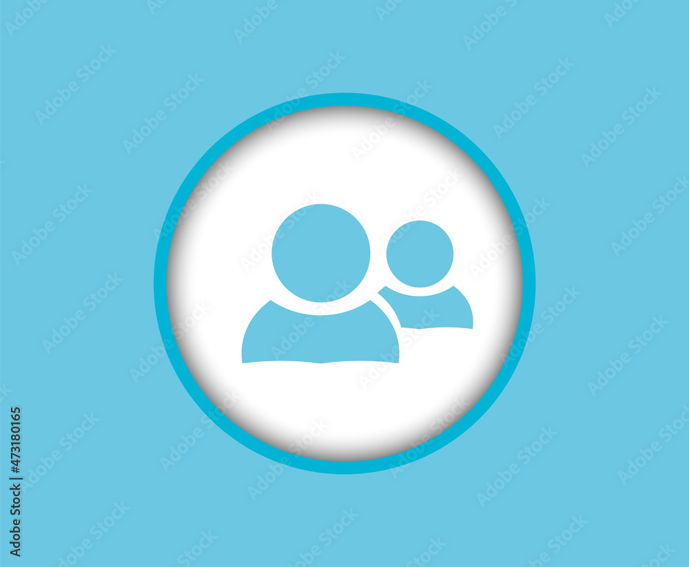 Round icon of two people. Icon of a group or pair of persons, contacts, users. Round icon of two people. Icon of a group or pair of persons, contacts, users.