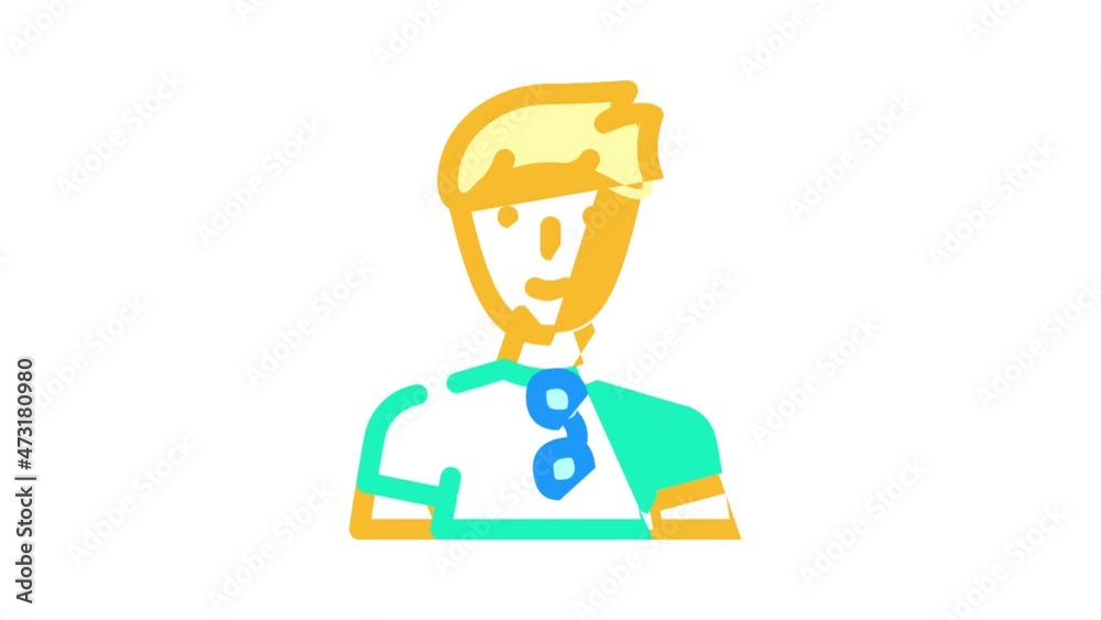 young male animated color icon young male sign. isolated on white background young male animated color icon young male sign. isolated on white background