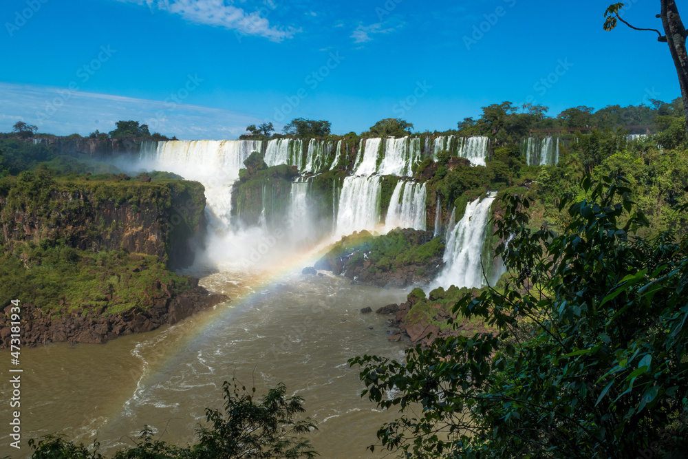 View of Iguazu Falls from argentinian side, one of the Seven Natural Wonders of the World - Puerto Iguazu, Argentina