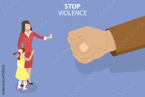 3D Isometric Flat Vector Conceptual Illustration of Stop Violence, Harrasment and Sexual Abuse