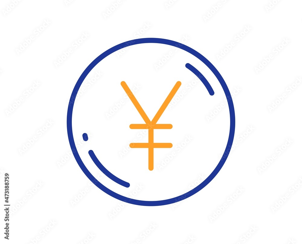 Obraz premium Yen money line icon. Jpy currency sign. Cash coin symbol. Colorful thin line outline concept. Linear style yen money icon. Editable stroke. Vector
