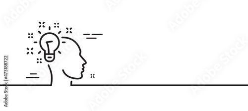 Idea line icon. Human head with light bulb sign. Inspiration symbol. Minimal line illustration background. Idea line icon pattern banner. White web template concept. Vector