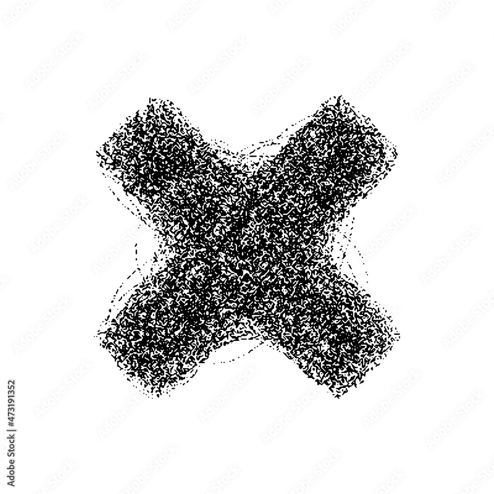 Multiplication sign made of particles isolated on white background. Vector illustration Multiplication sign made of particles isolated on white background. Vector illustration