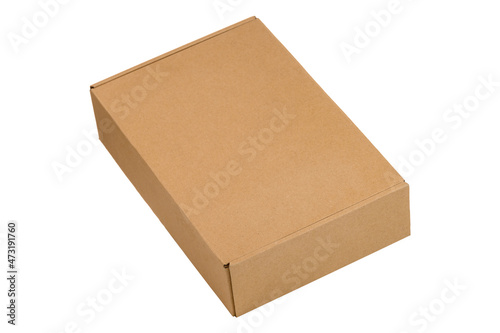 closed box top view with a twist. Perfect white background. Courier or postal service