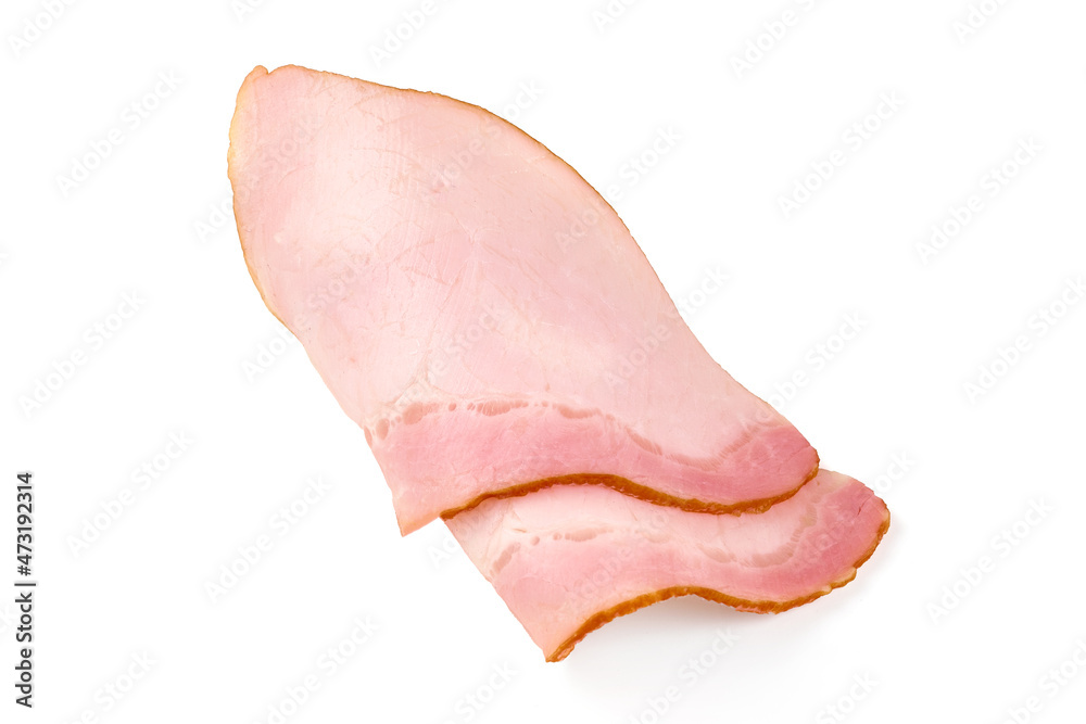 Pork Loin slices, isolated on white background.