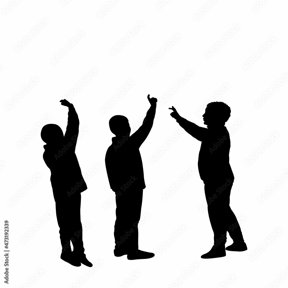 boys together, silhouette vector