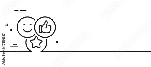 Social media likes line icon. Thumbs up sign. Positive smile feedback symbol. Minimal line illustration background. Like line icon pattern banner. White web template concept. Vector