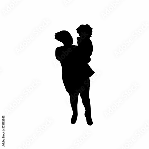 a woman and baby, body silhouette vector