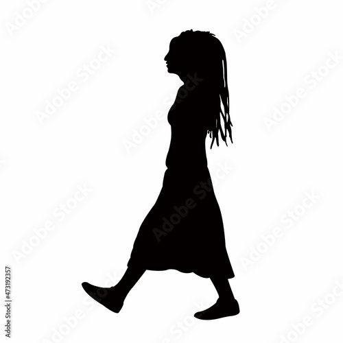 a woman walking body silhouette vector