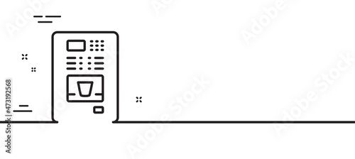 Coffee vending machine line icon. Hot drink sign. Fresh beverage symbol. Minimal line illustration background. Coffee vending line icon pattern banner. White web template concept. Vector