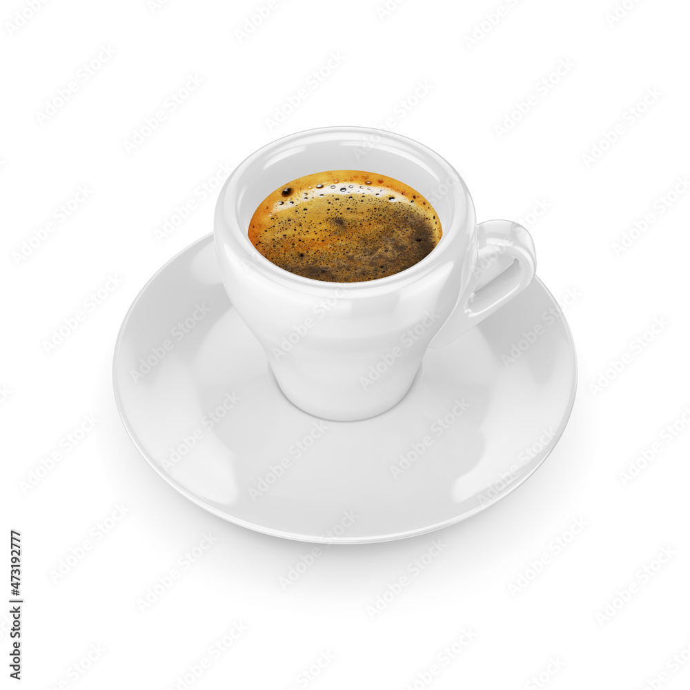 Espresso coffee cup isolated on white. 3D rendering. Espresso coffee cup isolated on white. 3D rendering.
