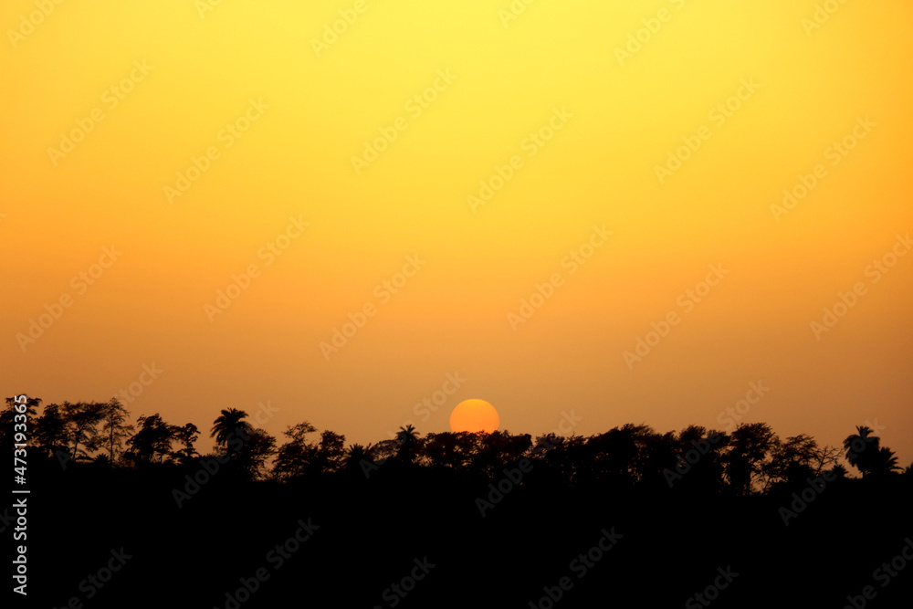 Sunset view with dark and dramatic background