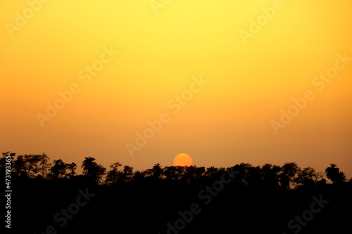 Fototapeta Naklejka Na Ścianę i Meble -  Sunset view with dark and dramatic background