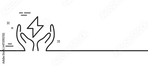 Safe energy line icon. Thunderbolt sign. Electric power symbol. Minimal line illustration background. Safe energy line icon pattern banner. White web template concept. Vector