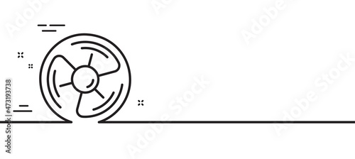 Air fan line icon. Wind turbine energy sign. Ventilation rotor symbol. Minimal line illustration background. Air fan line icon pattern banner. White web template concept. Vector