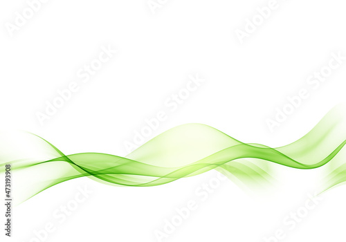 Abstract vector background, green waved lines. Transparent wave.