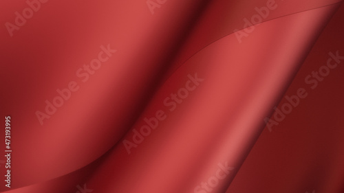 3D rendering of red cloth podium or pedestal with empty studio room, product background, template mockup for valentine's day display, love concept, geometric of square shape