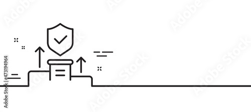 Security agency line icon. Cyber defence sign. Private protection symbol. Minimal line illustration background. Security agency line icon pattern banner. White web template concept. Vector