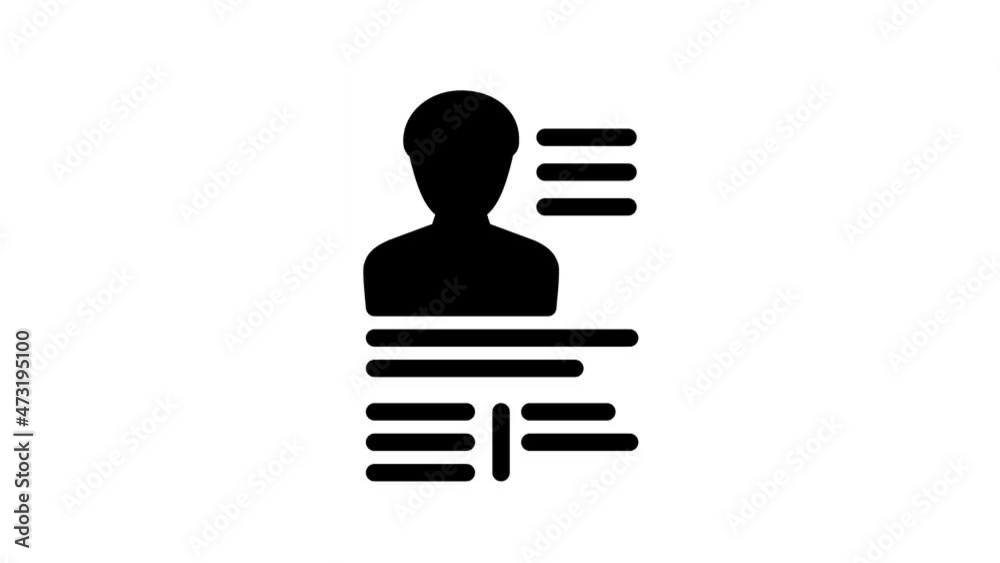 application form cv animated glyph icon application form cv sign. isolated on white background