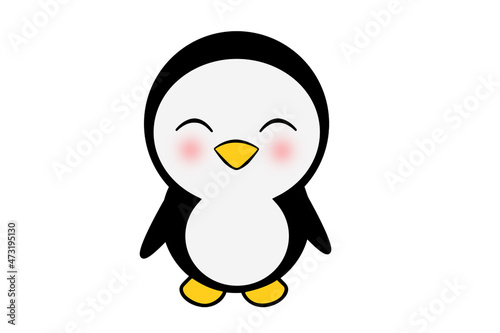 illustration of a penguin on a white background. Gift wrapping  prints for cards  textiles. place for text. isolate 