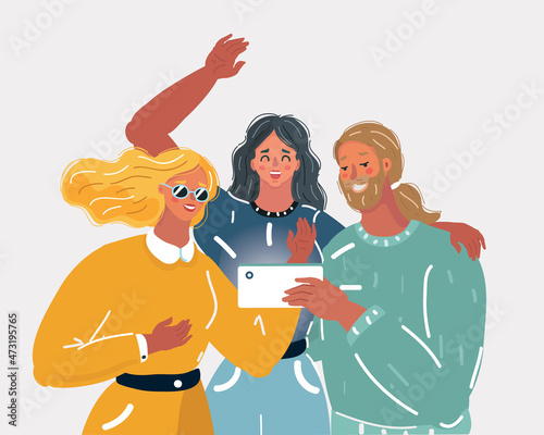 Man and women taking a selfie of themselves.