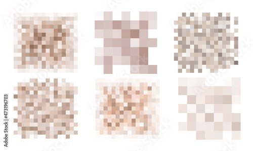 Fototapeta Naklejka Na Ścianę i Meble -  Censored pixel bar set. Nudity skin or sensitive text adult content cover. Censored picture vector illustration.