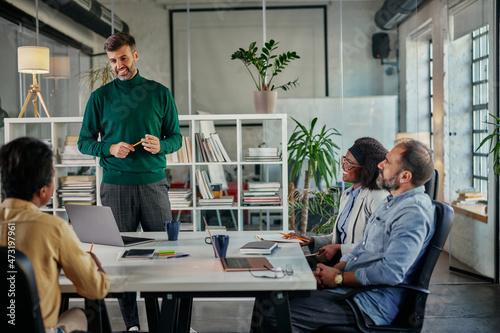 Diverse group of businesspeople having a meeting in the office