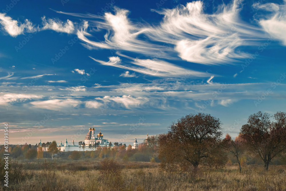 New Jerusalem monastery at sunset, Istra, Moscow region, Russia, 10.09.2021