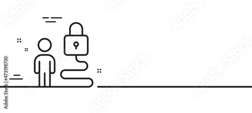 Lock line icon. Security access sign. Online padlock symbol. Minimal line illustration background. Lock line icon pattern banner. White web template concept. Vector