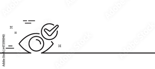 Check eye line icon. Oculist clinic sign. Optometry vision symbol. Minimal line illustration background. Check eye line icon pattern banner. White web template concept. Vector