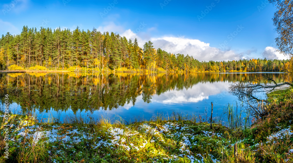 Landscape with a forest lake in Karelia. Landscape with a forest lake in Karelia.