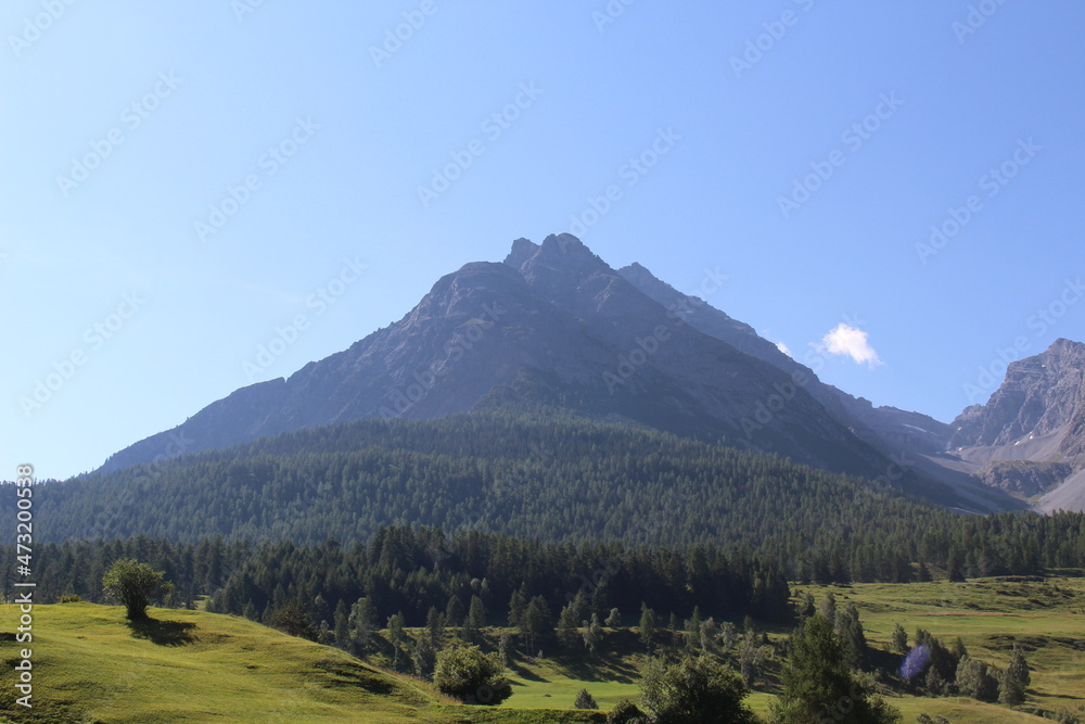 Fototapeta premium Der Blick ins Engadin in den Schweizer Alpen.