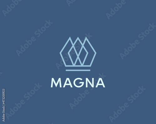 Abstract linear gem crown logo design. Premium boutique, hotel, spa logotype. Royal, king linear symbol emblem.