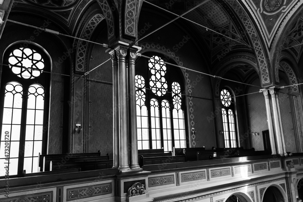 Interior of the Sion Neolog Synagogue. Oradea, Romania.