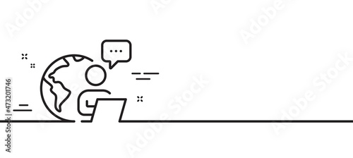 Outsource work line icon. Freelance job sign. Remote employee symbol. Minimal line illustration background. Outsource work line icon pattern banner. White web template concept. Vector