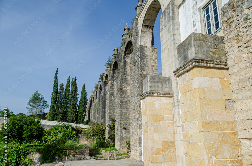 Aqueduct of the medieval convent of Christ in Tomar, Portugal.