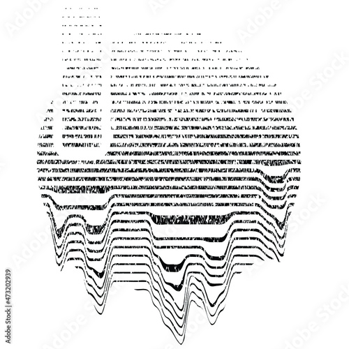 Glitch distorted geometric shape . Minimal art design . Noise destroyed circle logo . Trendy defect error shapes . Glitched frame .Broken effect .Grunge texture . Distressed element .vector 