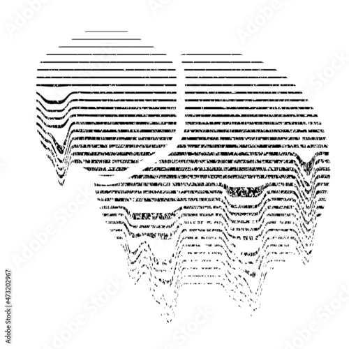 Glitch distorted geometric shape . Minimal art design . Noise destroyed circle logo . Trendy defect error shapes . Glitched frame .Broken effect .Grunge texture . Distressed element .vector 