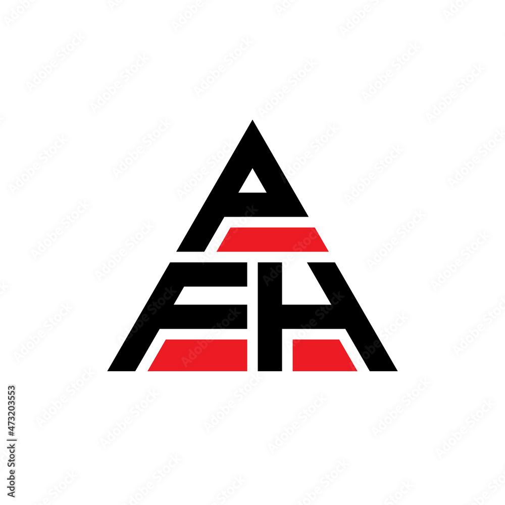 PFH triangle letter logo design with triangle shape. PFH triangle logo design monogram. PFH triangle vector logo template with red color. PFH triangular logo Simple, Elegant, and Luxurious Logo...