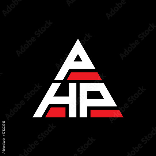PHP triangle letter logo design with triangle shape. PHP triangle logo design monogram. PHP triangle vector logo template with red color. PHP triangular logo Simple, Elegant, and Luxurious Logo...