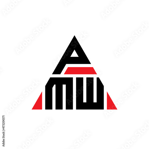 PMW triangle letter logo design with triangle shape. PMW triangle logo design monogram. PMW triangle vector logo template with red color. PMW triangular logo Simple, Elegant, and Luxurious Logo... photo