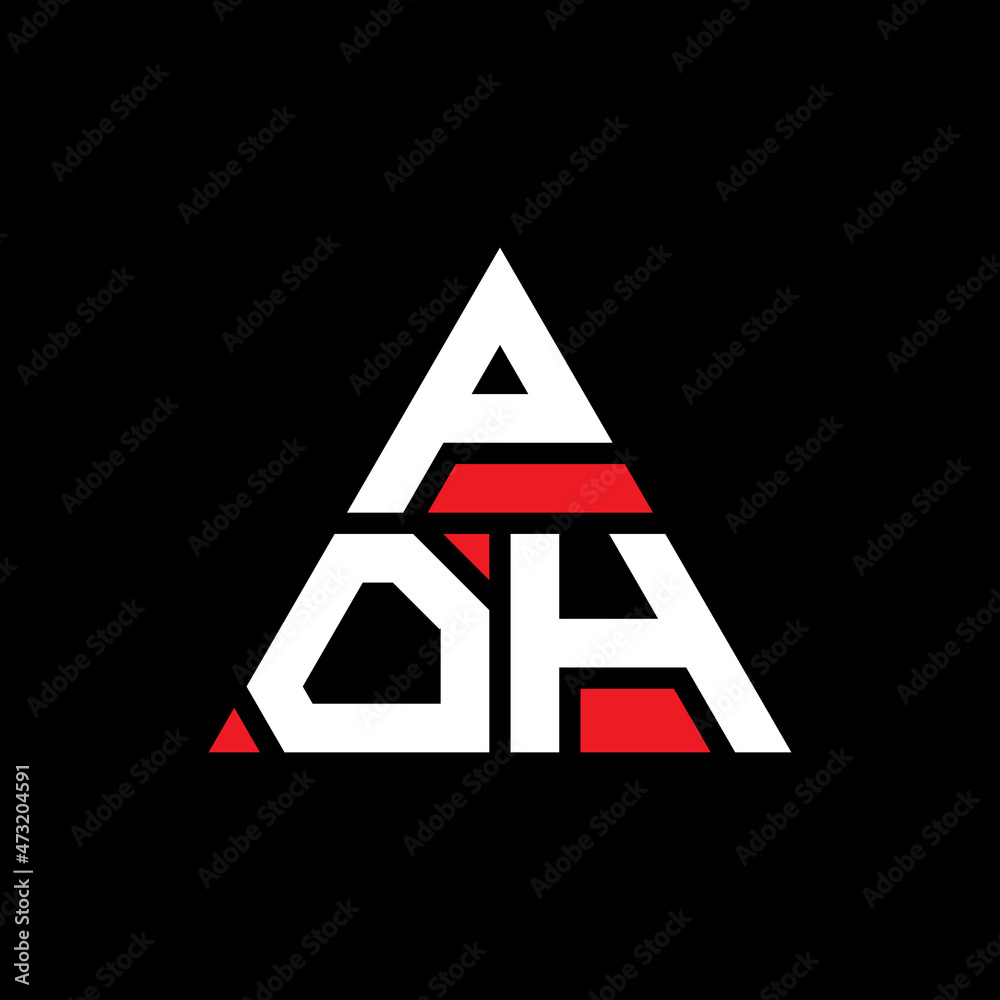 POH triangle letter logo design with triangle shape. POH triangle logo design monogram. POH triangle vector logo template with red color. POH triangular logo Simple, Elegant, and Luxurious Logo...